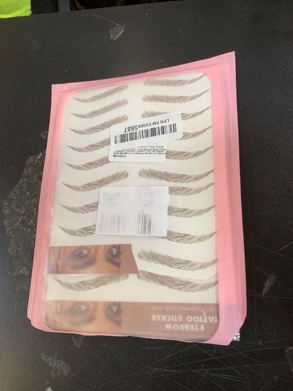 Photo 1 of 20 Sheets 200 Pairs Eyebrow Tattoo Sticker Waterproof 4D Hair-Like Natural Fake Tattoo Eyebrows Transfers Stickers Peel Off Brows Grooming Shaping Makeup Sticker for Women Girls, Brown