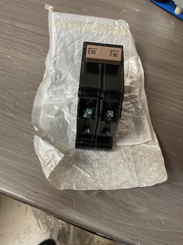 Photo 1 of 2024 New 250 2-Pole 50-Amp Circuit Breaker, Type 3/4-In Plug-On Molded Case Circuit Breaker, Thermal Magnetic Protection, 10 KAIC, 120/240V, Fit for Load Centers