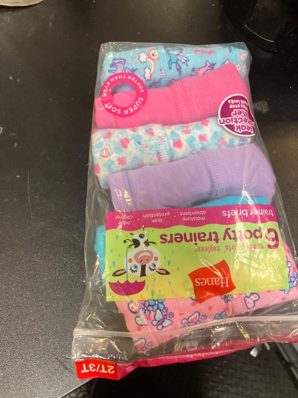 Photo 1 of Hanes Girls Toddler Potty Trainer Briefs, 6-pack Underwear, Assorted, 2-3 US