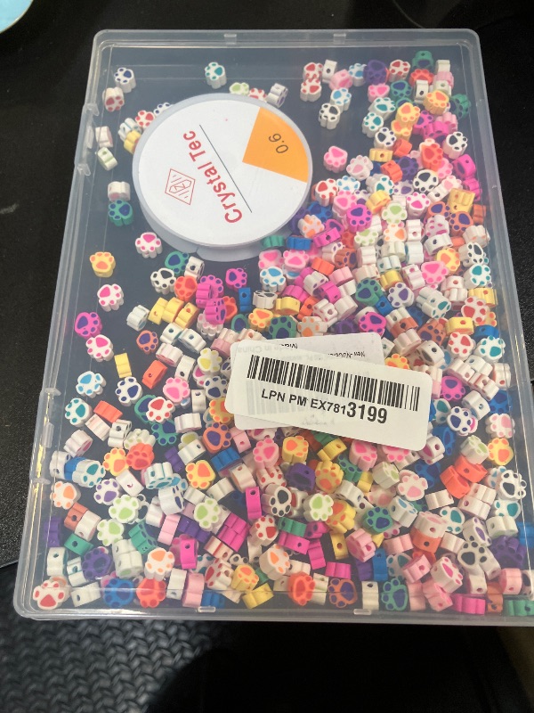 Photo 1 of NUOBISHI 500 Pcs Cute Paw Print Polymer Clay Beads Charms for Crafts with Elastic String for Making Bracelet Necklace Craft Decoration DIY Crafts