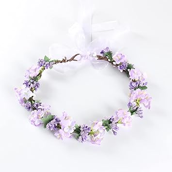 Photo 1 of UKYLIN Flower Crown for Girls, Flower Headband Wreath for Wedding, Baby Shower, Family Photos and Fancy Gala
