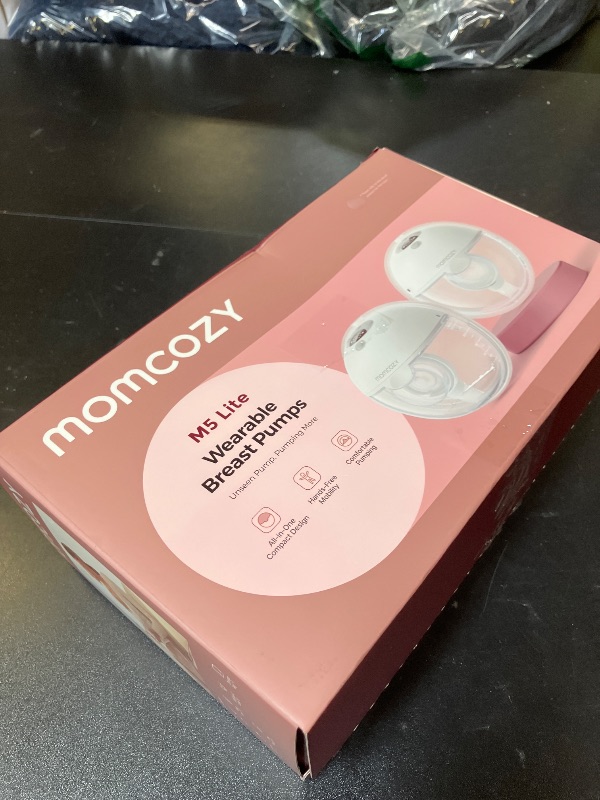 Photo 1 of Momcozy M5 Lite Hands-Free Wearable Breast Pump, DoubleFit Flange for Baby-Like Comfort, 3 Modes & 9 Suction Levels, No Flange Insert or Hard Carry Case, 24mm, 2-Pack, Cozy Red