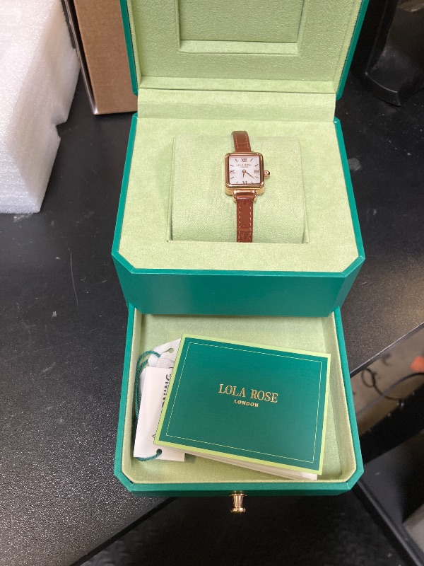Photo 1 of Lola Rose Women's Dainty Watch, Genuine Brown Leather Strap Wrist Watch. Mother of Pearl Dial Ladies Watch. Women Watch Gift.
