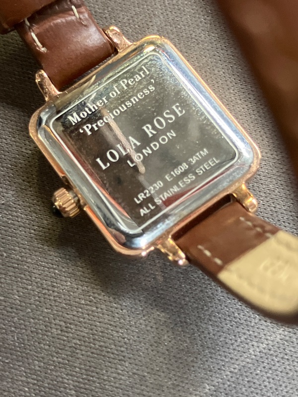 Photo 1 of Lola Rose Women's Dainty Watch, Genuine Brown Leather Strap Wrist Watch. Mother of Pearl Dial Ladies Watch. Women Watch Gift.