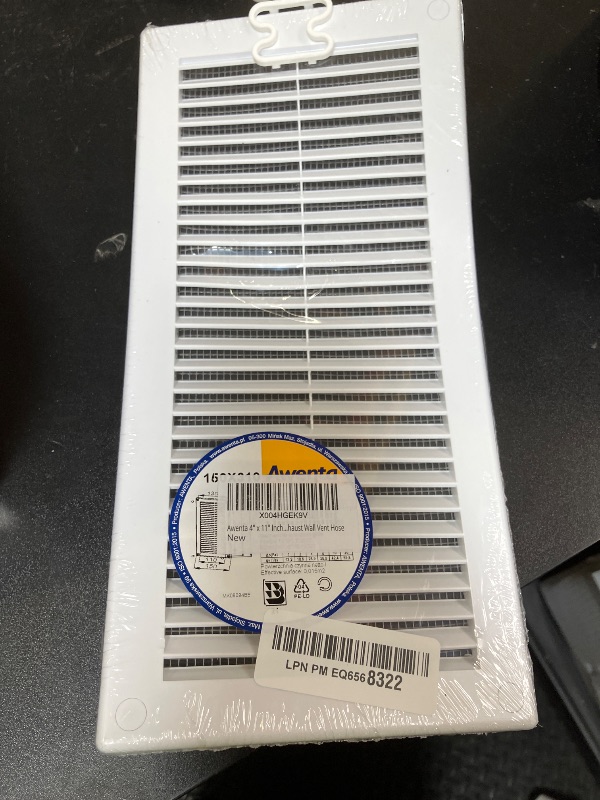 Photo 1 of Awenta 4" x 11" Inch Rectangular Plastic White Ventilation Grille with Mesh - Intake, Exhaust, Dryer Soffit Air Vent Cap - HVAC Ceiling Register Vent Cover - Crawl Space Exhaust Wall Vent Hose