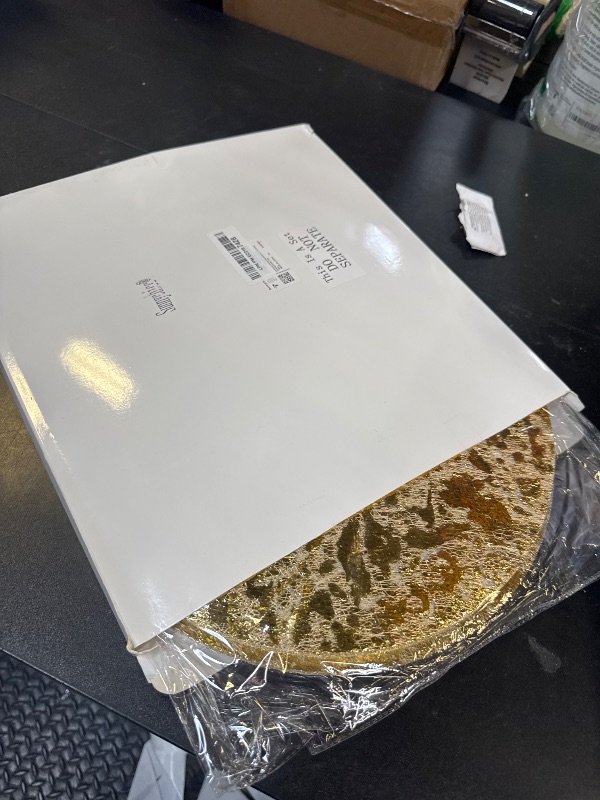 Photo 1 of Sunnychicc 100 Pcs Disposable Gold Placemats Set 13 Inch Round Gold Foil Mesh Pressed Table Doilies Metallic Thin Mesh Table Runner for Home Decoration Dining Wedding Birthday Party