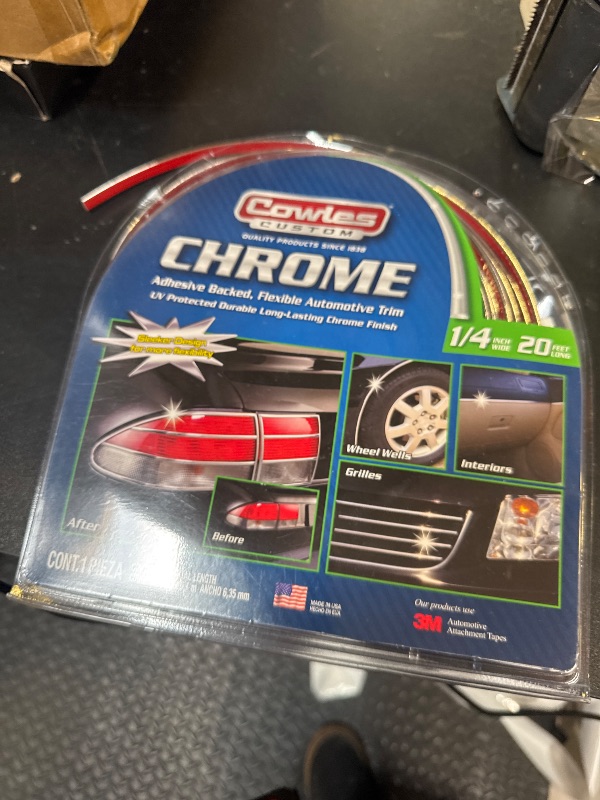 Photo 1 of COWLES Custom - Premium Universal Body Molding for All Vehicles - Easy Install, Chrome Finish, 1/4" by 20 feet, UV Protected, Long Lasting Flexible PVC