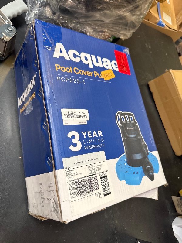 Photo 1 of Acquaer 1/4 HP Automatic Swimming Pool Cover Pump, 2250 GPH Submersible Sump Pump with 3/4” Check Valve Adapter & 25ft Power Cord, Water Removal for Pool, Hot Tubs, Rooftops, Water Beds and more
