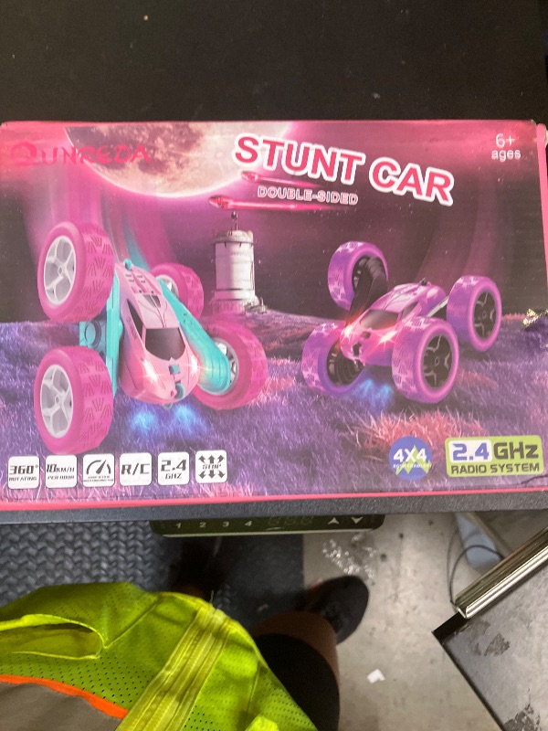Photo 1 of QUNREDA RC Cars, Pink Remote Control Car for Girls, 2.4 GHZ Double Sided RC Stunt Car 360° Rotating Remote Control Crawler with Headlights Car Toys for 6 7 8 9 10 11 12 Girls Birthday Gift