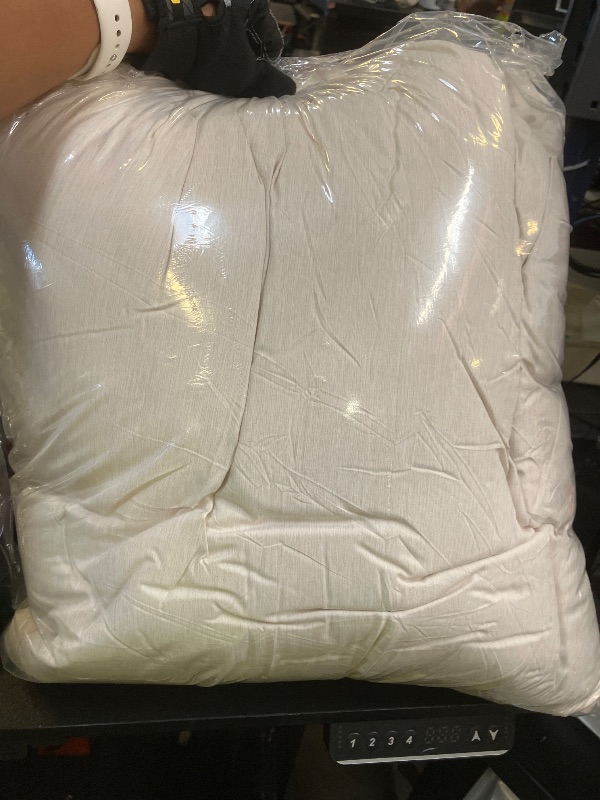 Photo 1 of Bedsure Queen Comforter Set - Beige Comforter Queen Size, Soft Bedding for All Seasons, Cationic Dyed Bedding Set, 3 Pieces, 1 Comforter (90"x90") and 2 Pillow Shams (20"x26"+2")