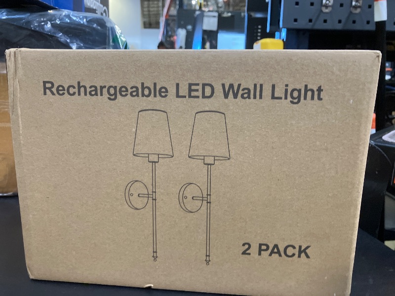 Photo 1 of Brightown Battery Operated Wall Sconces Set of 2, Cordless Wall Lights with Rechargeable Bulbs and Remote, 12 Lighting Colors and Dimmable, Battery Powered Wall Lights for Bedroom Living Room, Black