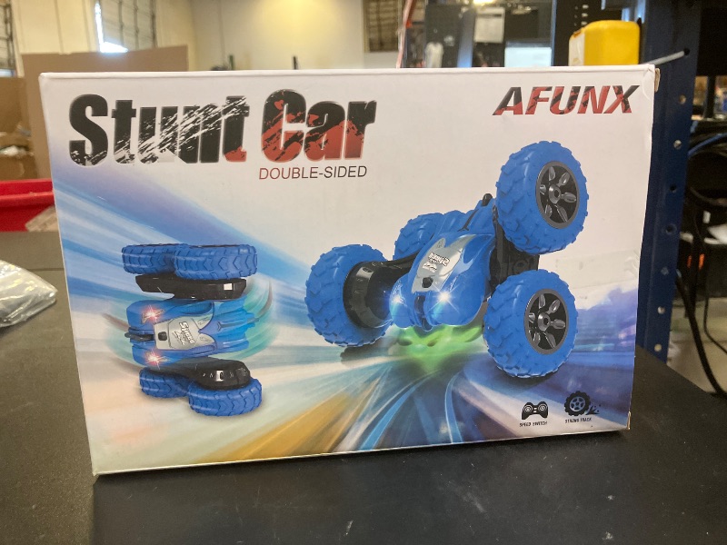 Photo 1 of AFUNX Remote Control Car, RC Stunt Double Sided 360° Rolling Rotating Rotation Cars, High Speed Off Road Racing Truck for 6 7 8-12 Year Old Boy Kids Toy (Blue)