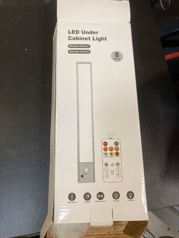 Photo 1 of Under Cabinet Lighting with Remote Control,2500mAh USB Rechargeable Motion Sensor Light Indoor,350 Lumen LED Closet Light,3 Color Temps Wireless Under Counter Lights for Kitchen,Cabinet,Bedroom,8 Pack