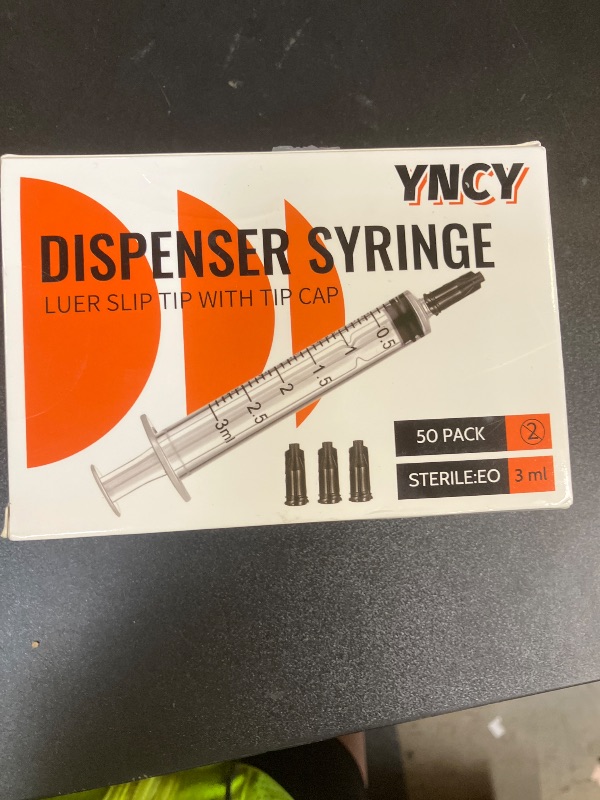 Photo 1 of 3ml Syringes with Cap, Luer Slip Tip, Whole Pack Bulk Sterile Sealed, No Needle, 50 Pack