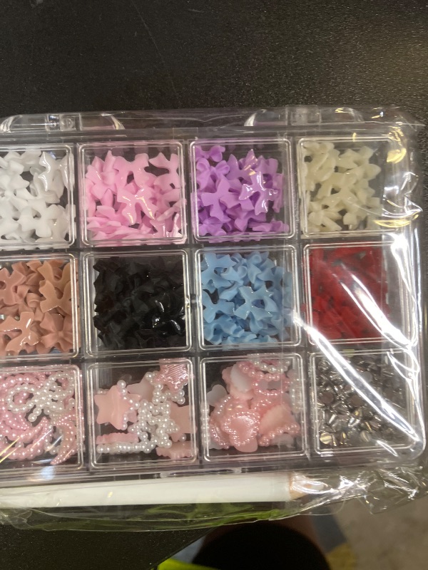 Photo 1 of Artdone Nail Art Studs Kit, 12 grids 8 Colors 3D Charms and Pink Mix White Star Heart Moon Cute Nail Jewels for DIY Decoration