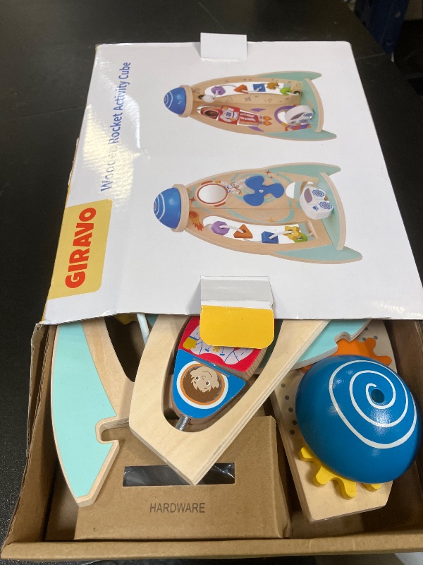 Photo 1 of Wooden Montessori Rocket Ship Activity Cube for 18m+ Baby, Educational Toys for 2 Year Old Boy & Girl Birthday Gifts, Multipurpose Toddler Toy