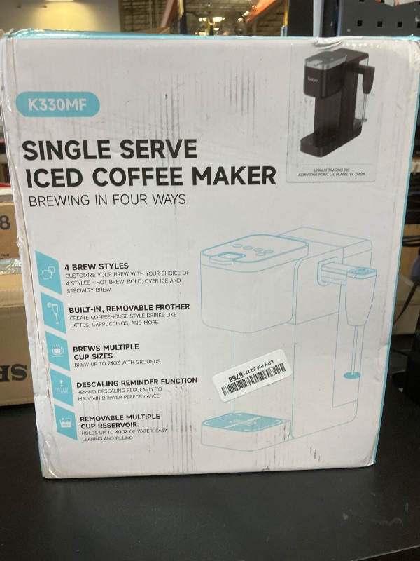 Photo 1 of Tastyle Single Serve Coffee Maker with Rechargeable & Detachable Milk Frother, Iced and Hot Coffee Machine for K Cup & Grounds, 40oz Removable Water Reservoir, 6 Cup Sizes, Fits 7.3" Travel Mug, Black