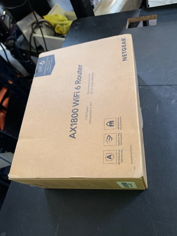 Photo 1 of NETGEAR 4-Stream WiFi 6 Router (R6700AX) – Security Features, AX1800 Wireless Speed (Up to 1.8 Gbps), Covers up to 1,500 sq. ft., 20 Devices