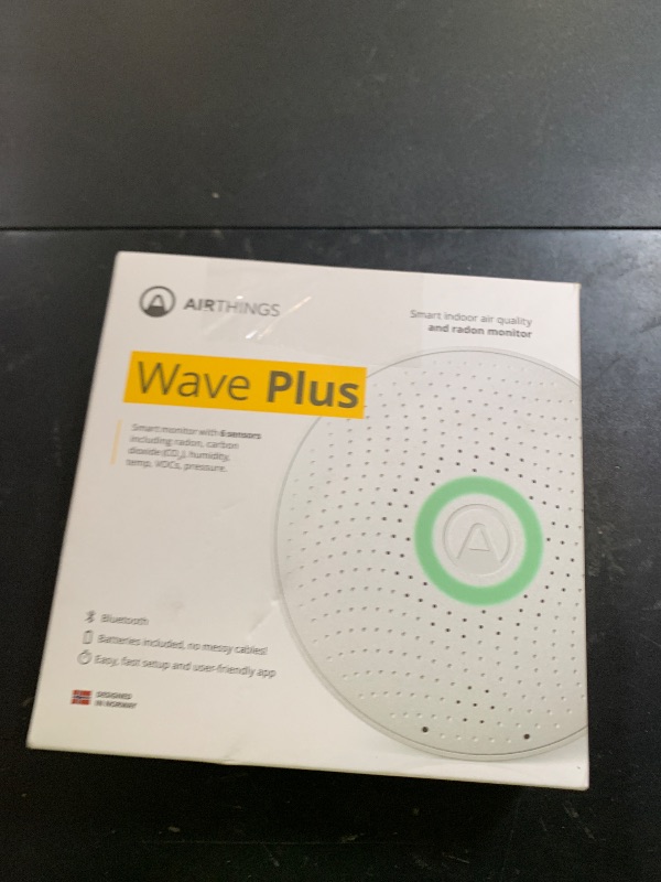 Photo 1 of Airthings 2930 Wave Plus - Radon & Air Quality Monitor, Battery Powered (CO2, VOC, Humidity, Temp, Pressure)