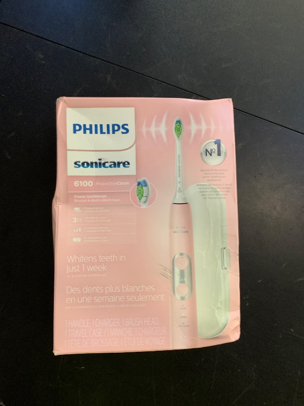 Photo 1 of Philips Sonicare ProtectiveClean 6100 Rechargeable Electric Toothbrush, with Pressure Sensor, 3 Cleaning Modes, SmarTimer and QuadPacer, 14-Day Battery Life, Travel Case, Pink, Model HX6876/21