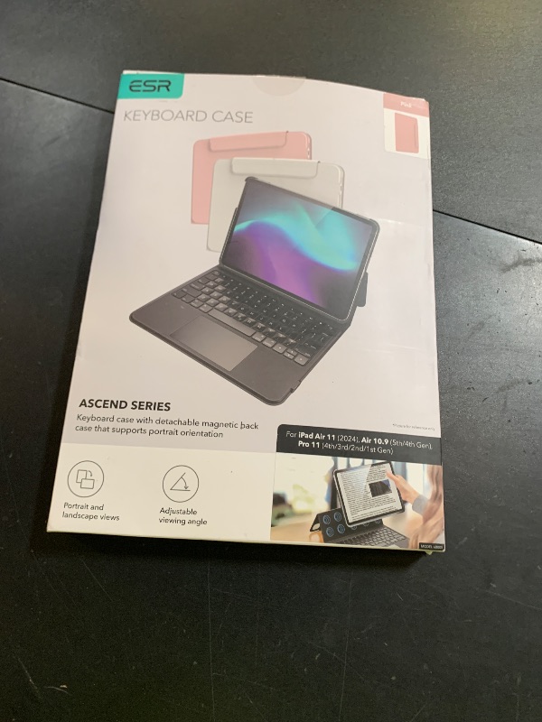 Photo 1 of ESR Ascend Keyboard Case for iPad Air 11" (M3/M2, 2025/2024) & iPad Pro 11 (4th/3rd/2nd/1st Gen), iPad Air 5th/4th, Magnetic Detachable, Adjustable Portrait/Landscape Stand, Pink