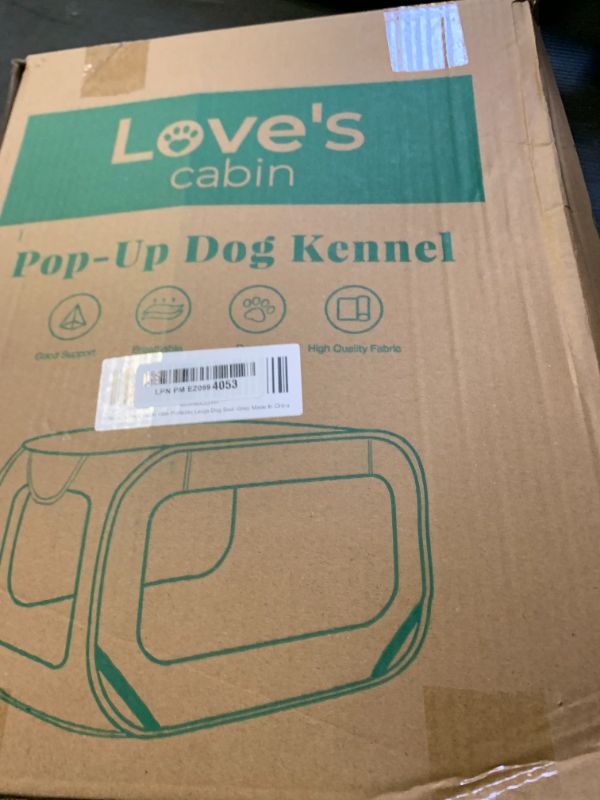 Photo 1 of Love's cabin 44in Portable Large Dog Bed - Pop Up Dog Kennel, Indoor Outdoor Crate for Pets, Portable Car Seat Kennel, Cat Bed Collection, Grey