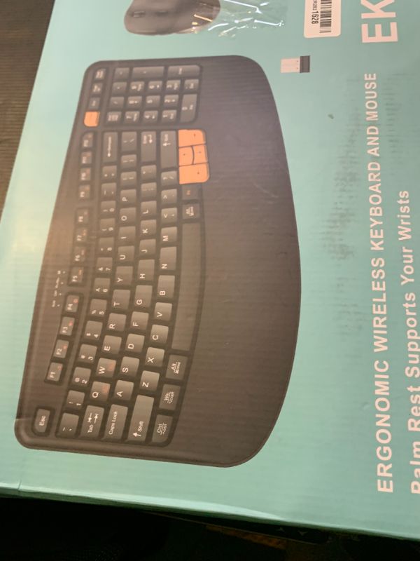 Photo 1 of Wireless Keyboard and Mouse Combo, 2.4G Wave Keys Ergonomic Keyboard with Palm Rest and 3 DPI Silent Mouse, Compact Size for Natural Typing, Spill-Resistant, for Windows/PC/Laptop/Mac(Black)