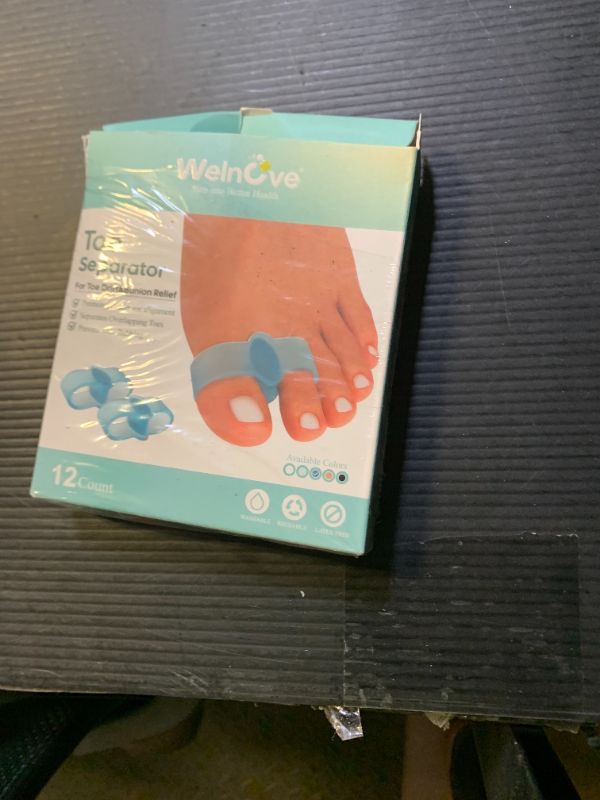 Photo 1 of Welnove Pack of 12 Bunion Corrector, Toe Separators with 2 Loops, Big Toe Spacer Suitable for Bunion and Overlap Toe (Blue)