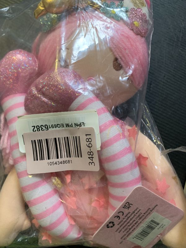 Photo 1 of June Garden 16" Unicorn Doll Anya - Pink Hair Plush Rag Doll for Toddler Girls - Soft Companion Gift for 2+ Years - Pink Dress