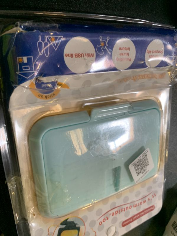 Photo 1 of Baby Wet Wipe Warmer Wet Wipe Heating Warmer Dispenser Constant Temperature Double Layers Cover Portable USB Wet Wipe Heater Light for Home Car Travel Blue