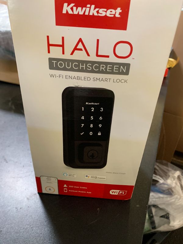 Photo 1 of Kwikset Halo Wi-Fi Smart Lock, Keyless Entry Front Door Touchscreen Deadbolt, Matte Black Finish, Grade AAA Certified, UL Listed, Easy Install No Hub, App Control, Digital Remote Lock