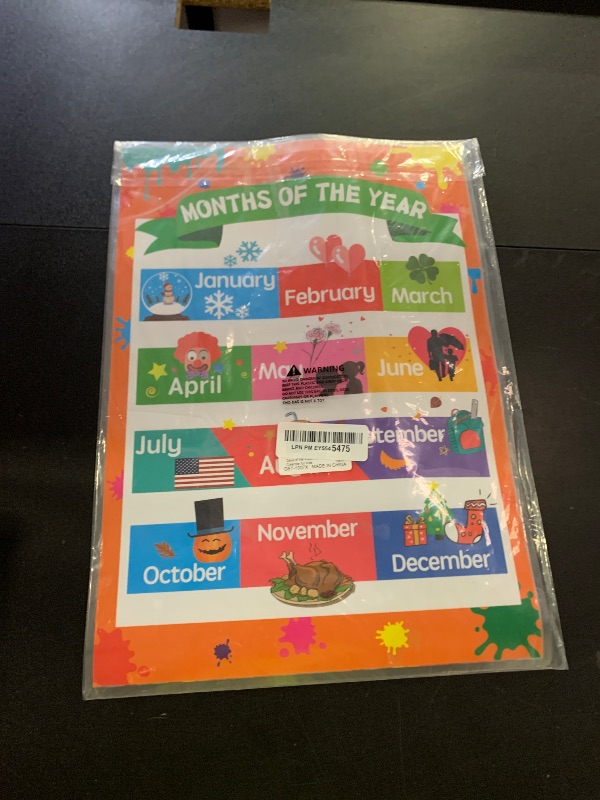 Photo 1 of Days of the Week, Months of the Year Laminated Posters Get to Know the Calendar for Kids