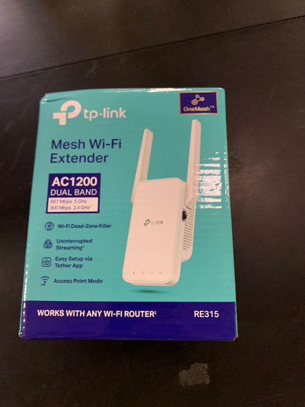 Photo 1 of TP-Link AC1200 WiFi Extender, 2025 Wirecutter Best WiFi Extender, 1.2Gbps Home Signal Booster, Dual Band 5GHz/2.4GHz, Up to 1600 Sq.ft and 32 Devices, EasyMesh Compatible, One Ethernet Port (RE315)