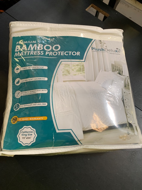 Photo 1 of PlushDeluxe Premium Viscose Mattress Protector – Cal-King Size, Waterproof, & Ultra Soft Breathable Noiseless Washable Bed Mattress Cover for Comfort & Protection 72X84 Inches