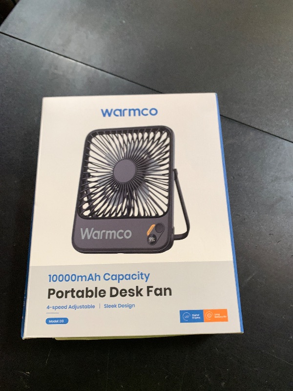 Photo 1 of Warmco 10000mAh Portable Travel Fan 7-inch, [10-24H Runtime] Ultra-thin Digital Display Small Desk Battery Operated Fan for Camping, Office, Bedroom, Cruise Essentials 2025