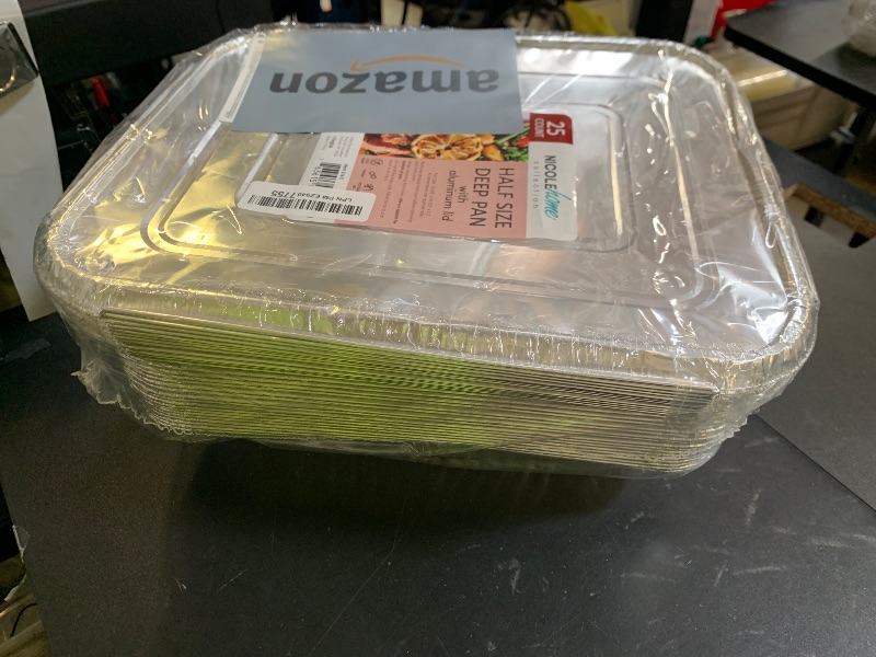 Photo 1 of Nicole Home Collection Aluminum Pans With Lids Half Size 9x13 Extra Heavy Duty, Disposable Foil Pans For Baking (25 Sets)