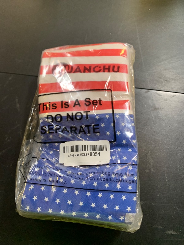 Photo 1 of Nuanchu 200 Pcs American Flag Napkins 4th of July Patriotic Red White and Blue Disposable Paper Cocktail Napkins for Veterans Day Election Independence Day Decorations(Stars and Stripes)