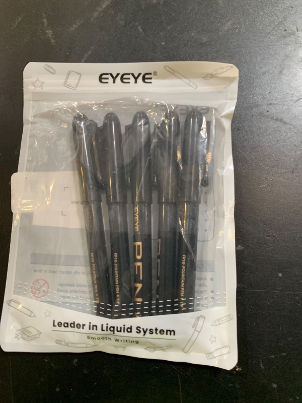 Photo 1 of EYEYE Disposable Fountain Pens, 8 Pack Black Fine Point Pens Calligraphy Pens for Writing, Stainless Steel Nib, Smooth Writing for Journaling, Drafting, Sketching, Doodling & Office Supplies