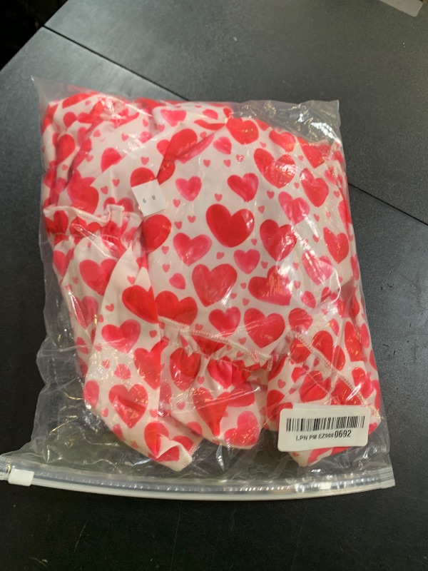 Photo 1 of zarmfly Girls Valentines Dress Heart Print Summer Beach Ruffle Tiered Twirl Dress School Day Outfits for Girl 8-9 Years
