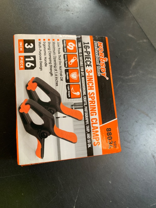 Photo 1 of HORUSDY 16-Pack Spring Clamps Heavy Duty, 3-inch Mini Clamps for Crafts with 1-5/8 Inch Jaw Opening for DIY, Gluing, Clamping and Securing