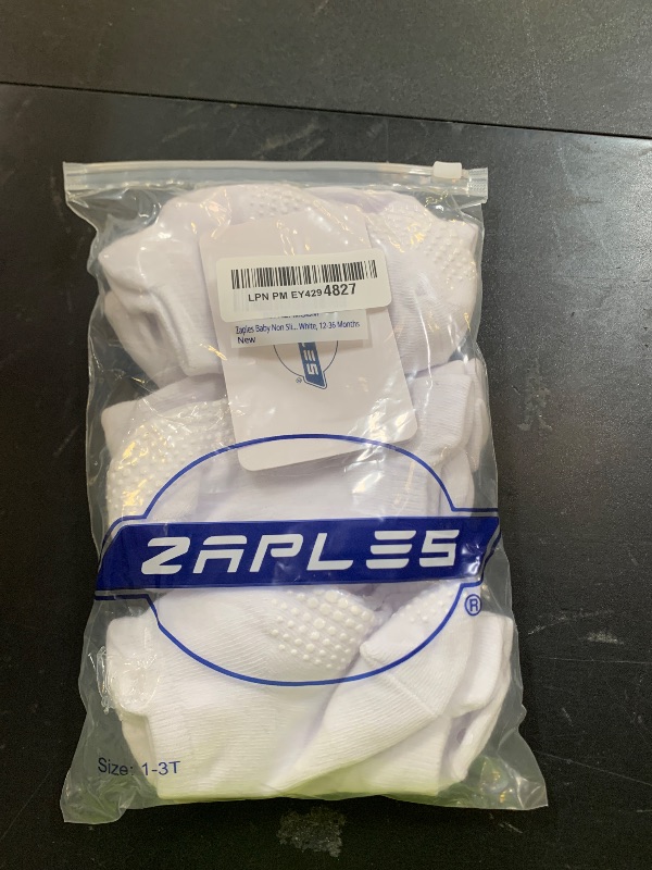 Photo 1 of ZAPLES Baby Non Slip Grip Ankle Socks with Non Skid Soles for Infants Toddlers Kids Boys Girls, White, 12-36 Months