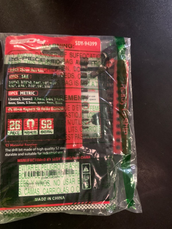Photo 1 of Premium 25-Piece Allen Key Drill Bit Set - Durable Allen Wrench Bits with Strong Magnetic Tips, SAE & Metric Hex Keys
