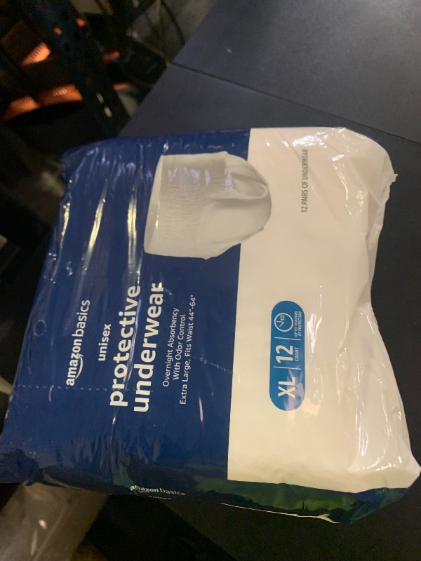 Photo 1 of Amazon Basics Unisex Protective Underwear, Overnight Absorbency, Extra Large, 12 Count, (1 Pack of 12)