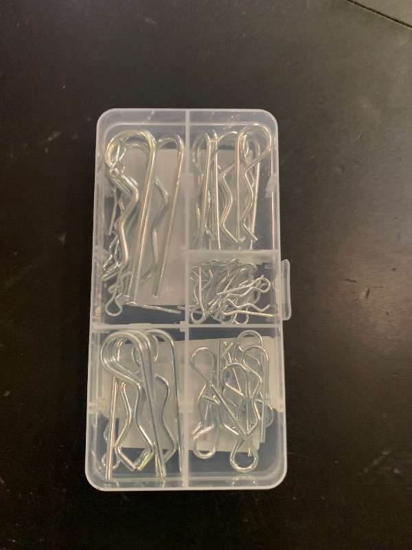 Photo 1 of 50 Pcs Cotter Pins, Cotter Pin Assortment Kit, Heavy Duty R Clips Hardware Pins, 5 Sizes Spring Fasteners Hitch Pin for Trailer Locking, Trailer Clamps, Lawn Mowers, Trucks, Mechanic's Choice