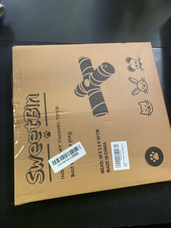 Photo 1 of SweetBin 4 Way Large Cat Tunnels for Indoor Cats - 10" Diameter & 47" Long Play Tunnel Toy - Cat Tube with Play Ball & Mouse Toy - Interactive Peephole (Black)