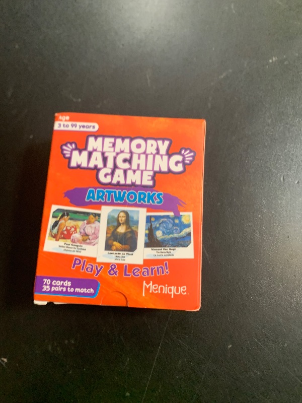 Photo 1 of Menique Memory Matching Game – Famous Paintings for Adults & Kids – 70 Cards (35 Pairs) – Bilingual Art Game – Educational & Concentration Activity