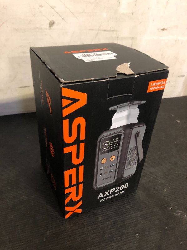 Photo 1 of AsperX Portable Power Station, 192Wh LiFePO4 Battery with 200W Output, Dual 140W PD3.1 Fast Charging, Smart Display, 60,000mAh DC Laptop Power Bank Station for Outdoor Travel, Camping, Home, Emergency