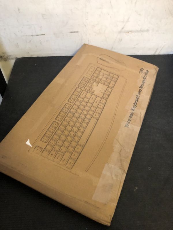 Photo 1 of Wireless Keyboard and Mouse Combo, Full-Sized 2.4GHz Wireless Keyboard with Comfortable Palm Rest and Optical Wireless Mouse for Windows, Mac OS PC/Desktops/Computer/Laptops (Black)