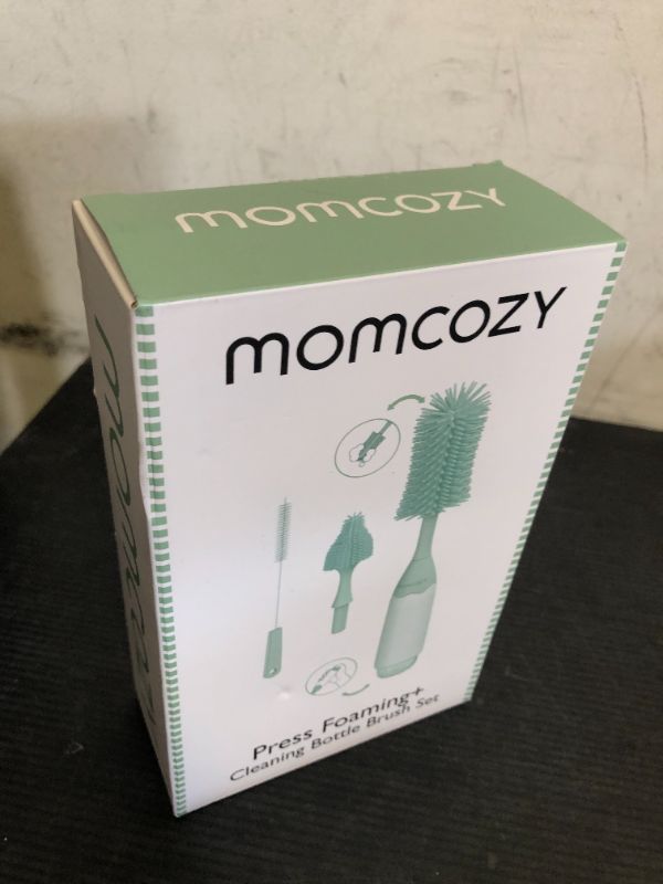 Photo 1 of Momcozy Bottle Brush Kit, Innovative Push-Press Design for Better Cleaning - Baby Bottle Cleaner Brush for Baby Bottle, Breast Pumps, Nipples, and More - Can Generate Foam for Better Cleaning, Green