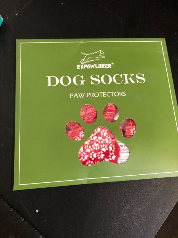 Photo 1 of EXPAWLORER Anti Slip Dog Socks, Red, Medium, 4 Count, Fabric, Elastic Band, Dog, Paw Protection, Indoor & Outdoor